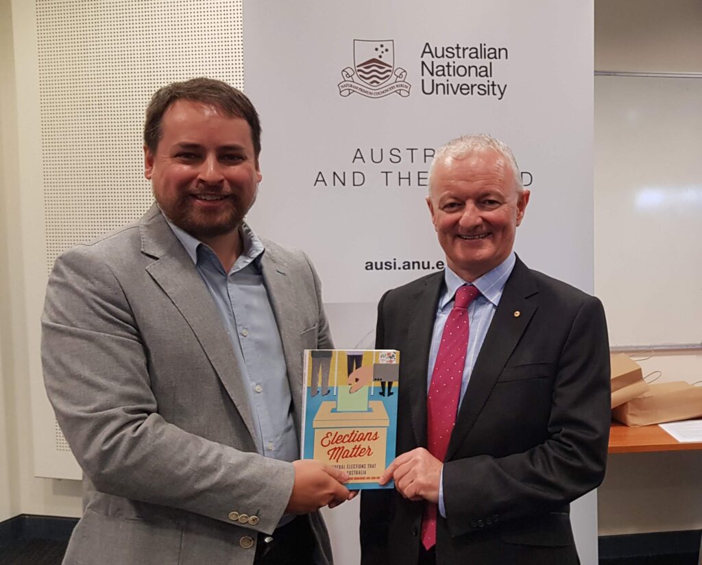 With Antony Green at the launch of Elections Matter, 2018